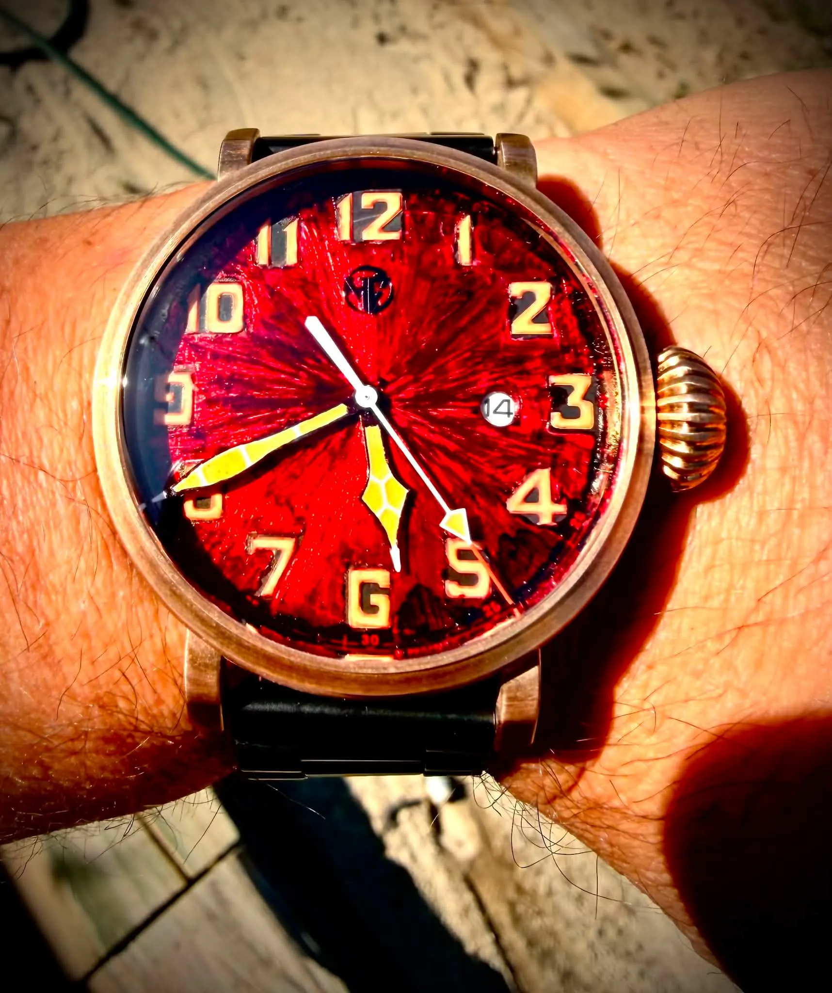 Bronze 47mm Pilot Red Sunburst custom build — Reno