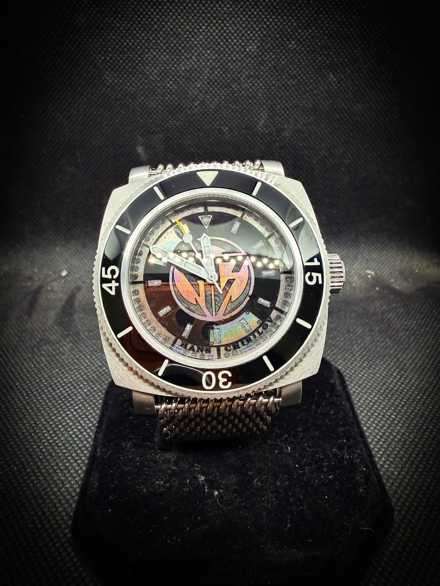 Stainless Black Ceramic Todd Dunkle Dial — Stainless case custom build, Reno